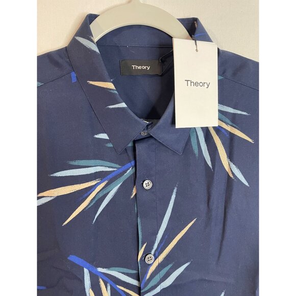 Theory Irving SS Space Multi Stem Print Shirt Men's Size L - Picture 3 of 11